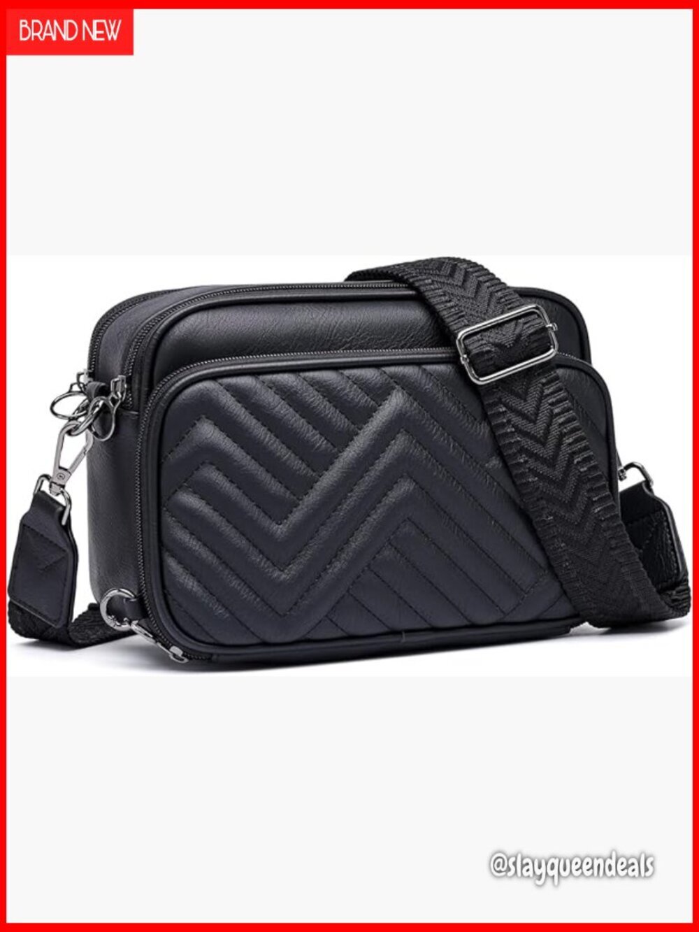 Vegan Leather Crossbody Bag with RFID Protection, Anti-Theft Zippers